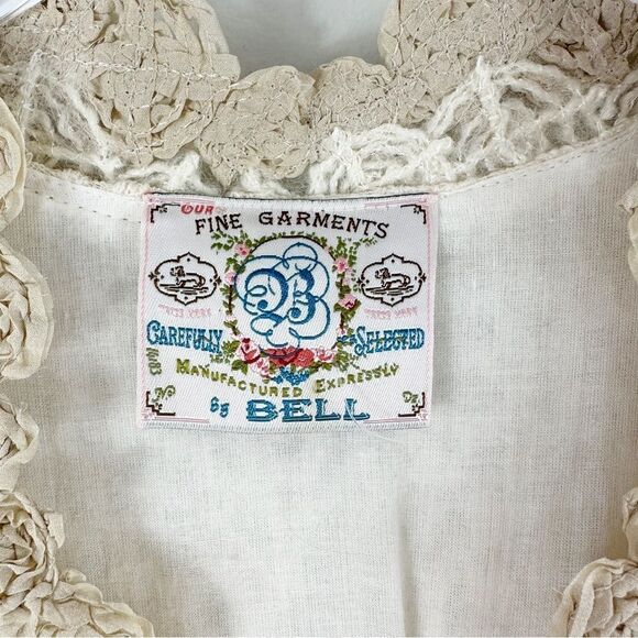 Bell by Alicia Bell Ava Cream Gauze Embroidered Eyelet Dress w/Rosette Trim Sz 4 - Picture 8 of 16
